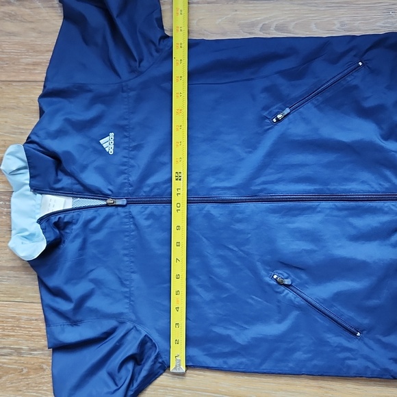 Adidas Navy & Light Blue Stripes Full Zip Windbreaker Jacket medium - Picture 9 of 10